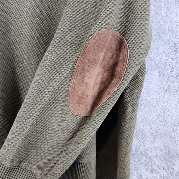 Polo Ralph Lauren Sweater Mens XXL Green 1/4 Zip Pullover Elbow Patches Pony - Picture 6 of 10